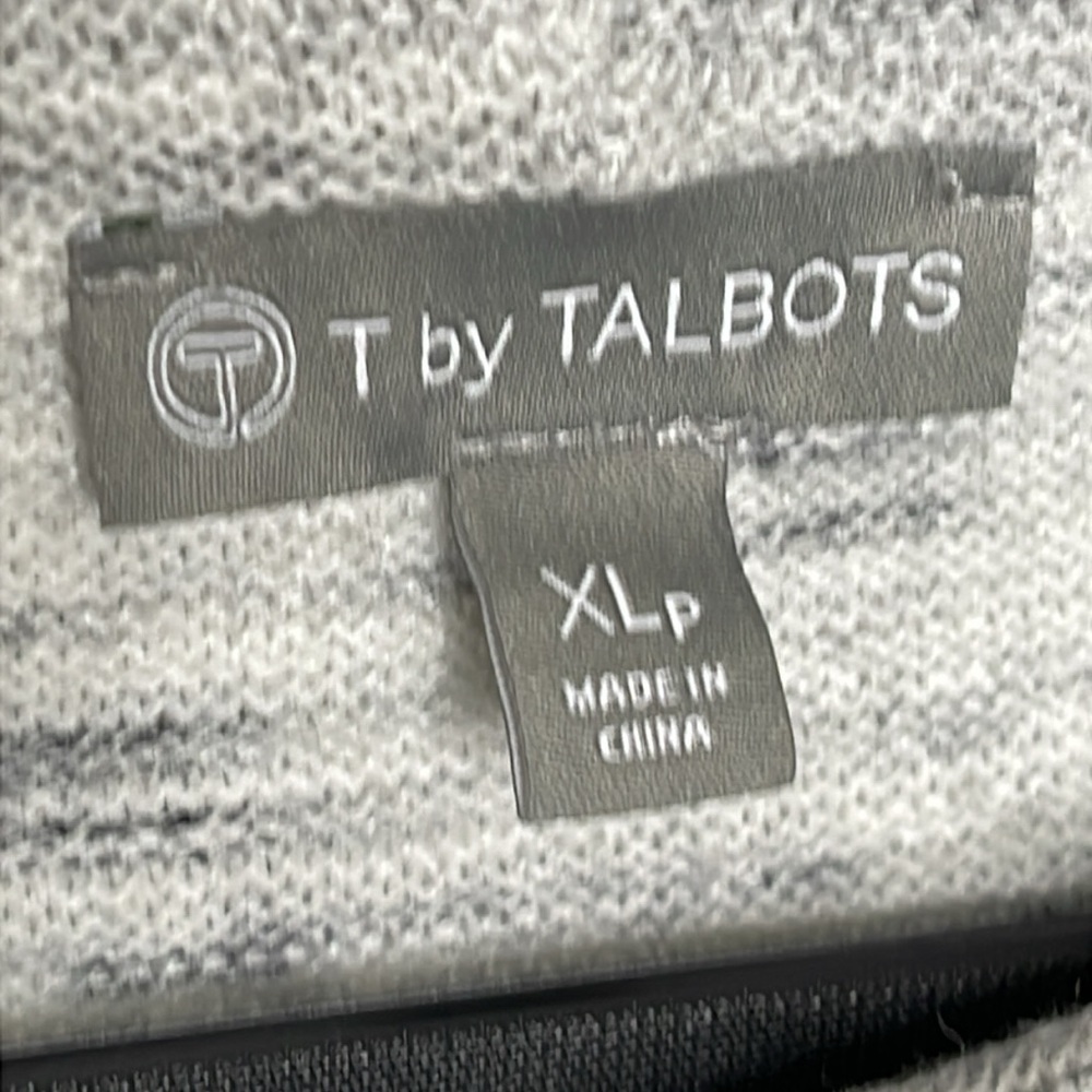 T by Talbots Sweater Women's Ombre Stripe Gray Knit Funnel Neck Sz XL Petite - Picture 6 of 10